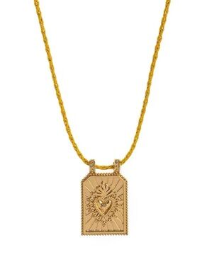 Stunning 18K Gold Plated PVD Sacred Heart Pendant Necklace Necklace